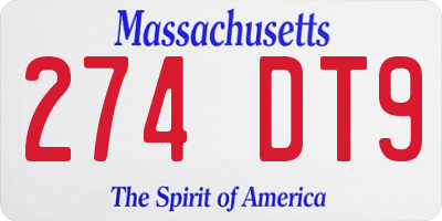 MA license plate 274DT9