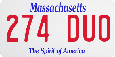 MA license plate 274DU0