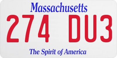 MA license plate 274DU3