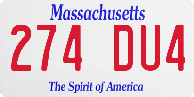 MA license plate 274DU4