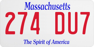 MA license plate 274DU7