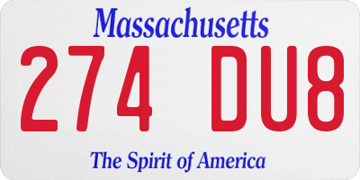 MA license plate 274DU8