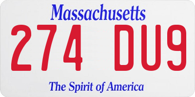 MA license plate 274DU9