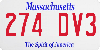 MA license plate 274DV3