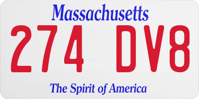 MA license plate 274DV8