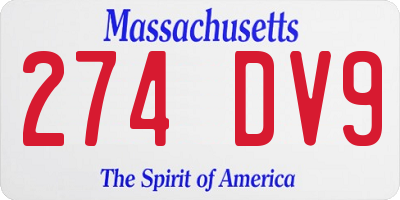MA license plate 274DV9