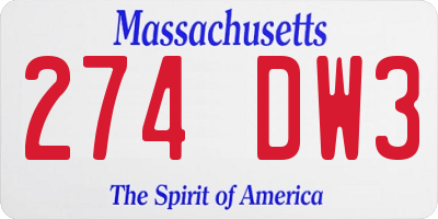MA license plate 274DW3