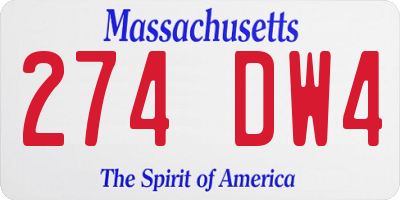 MA license plate 274DW4