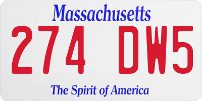 MA license plate 274DW5