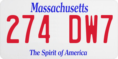 MA license plate 274DW7