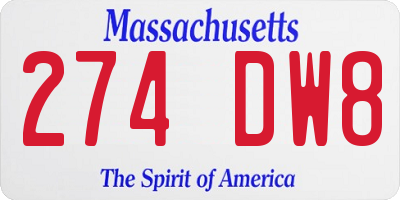 MA license plate 274DW8