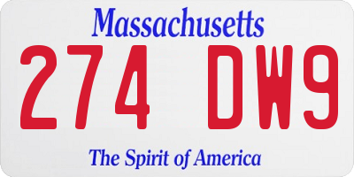 MA license plate 274DW9