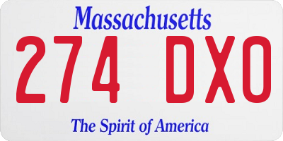 MA license plate 274DX0