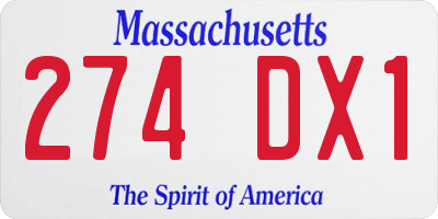 MA license plate 274DX1