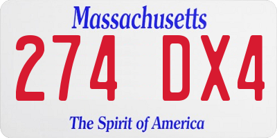 MA license plate 274DX4