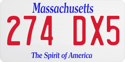 MA license plate 274DX5