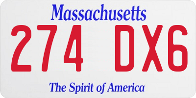 MA license plate 274DX6