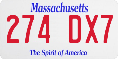 MA license plate 274DX7