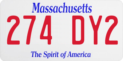 MA license plate 274DY2