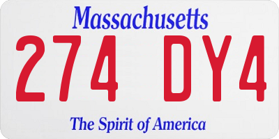 MA license plate 274DY4