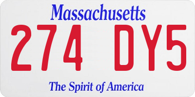 MA license plate 274DY5