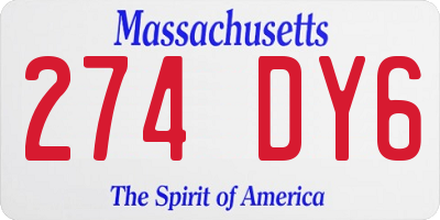 MA license plate 274DY6