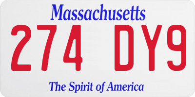 MA license plate 274DY9