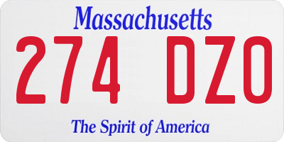 MA license plate 274DZ0