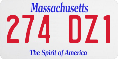 MA license plate 274DZ1