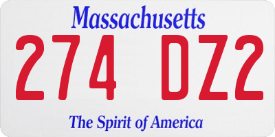 MA license plate 274DZ2