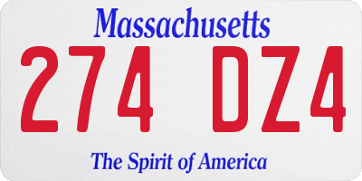 MA license plate 274DZ4