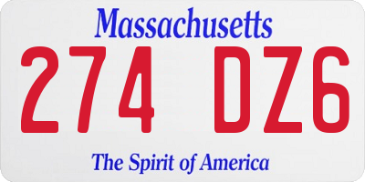 MA license plate 274DZ6