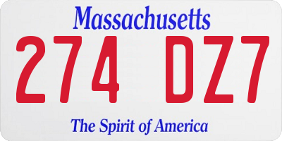 MA license plate 274DZ7