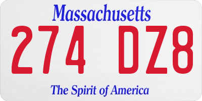 MA license plate 274DZ8