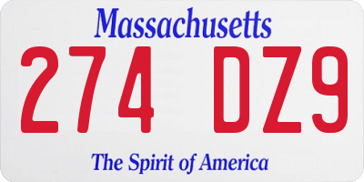 MA license plate 274DZ9