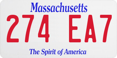 MA license plate 274EA7