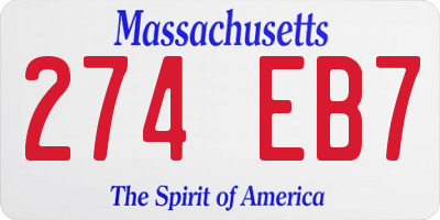 MA license plate 274EB7
