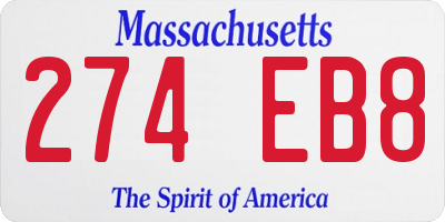 MA license plate 274EB8