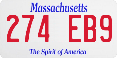 MA license plate 274EB9