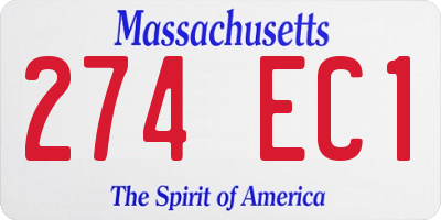 MA license plate 274EC1