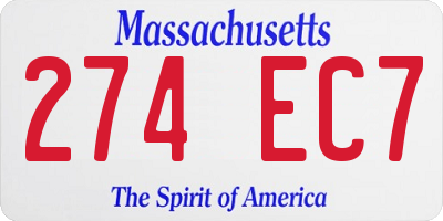 MA license plate 274EC7