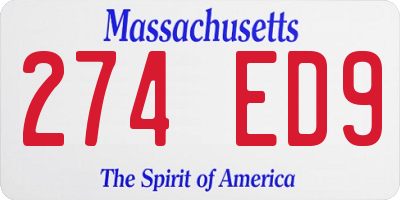 MA license plate 274ED9