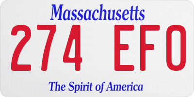 MA license plate 274EF0