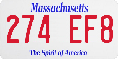 MA license plate 274EF8