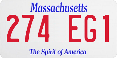 MA license plate 274EG1