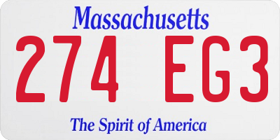 MA license plate 274EG3