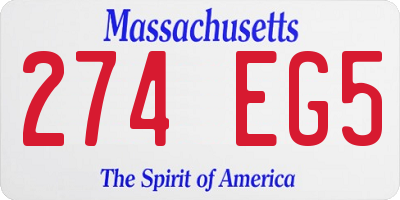 MA license plate 274EG5