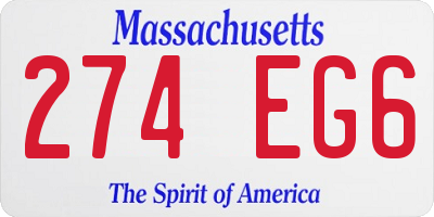 MA license plate 274EG6