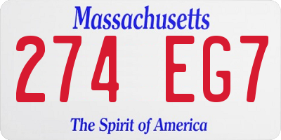 MA license plate 274EG7