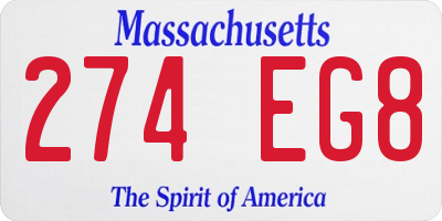 MA license plate 274EG8